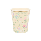Pastel floral paper cup with butterfly and bee spring garden design from Parte Haus party supply store in Bethesda MD