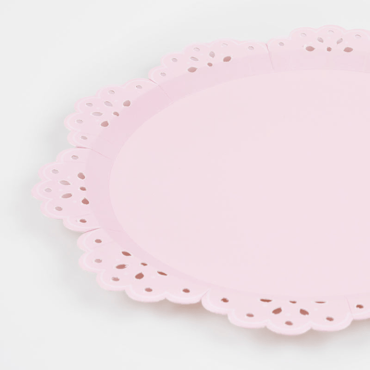 Pink and Peach Broderie Anglaise Lace Appetizer Plates