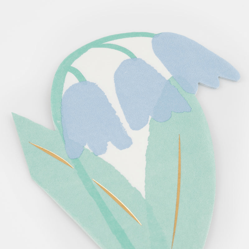 Blue and green floral paper cutout spring flower theme from Parte Haus party supply store in Bethesda Maryland