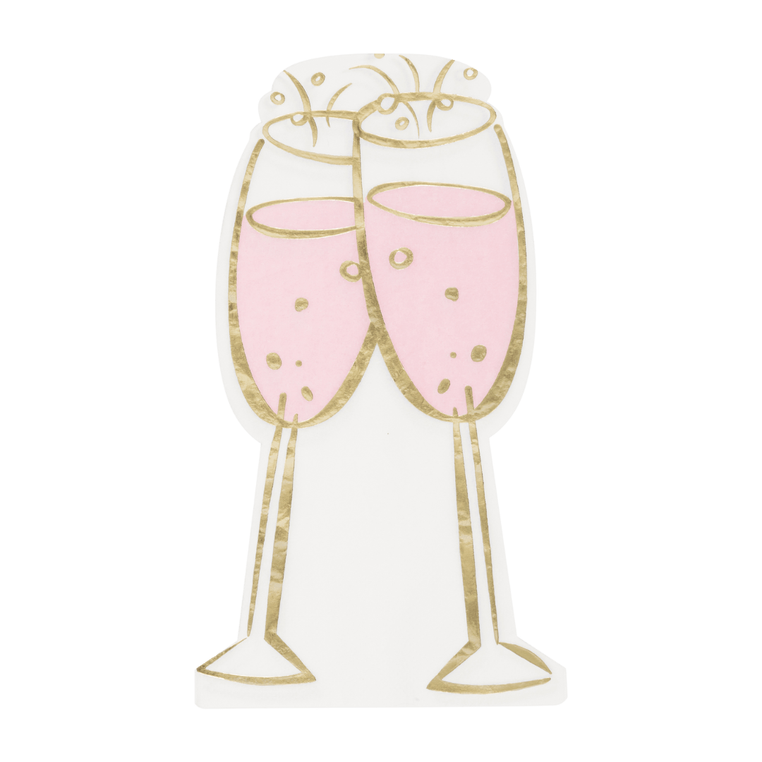Pink champagne glass shaped napkin for celebration theme from Parte Haus party supply store in Bethesda MD