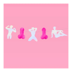 Pink and white bachelorette banner with male and playful shape cutouts for bachelorette theme from Parte Haus party supply store in Bethesda MD