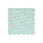 Aqua floral napkin with scalloped edges spring theme from Parte Haus party supply store in Bethesda Maryland