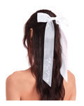 White bride to be bow hair accessory bridal shower theme from Parte Haus party supply store in Bethesda MD