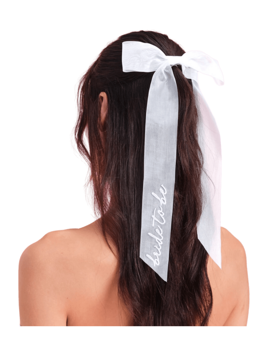 White bride to be bow hair accessory bridal shower theme from Parte Haus party supply store in Bethesda MD