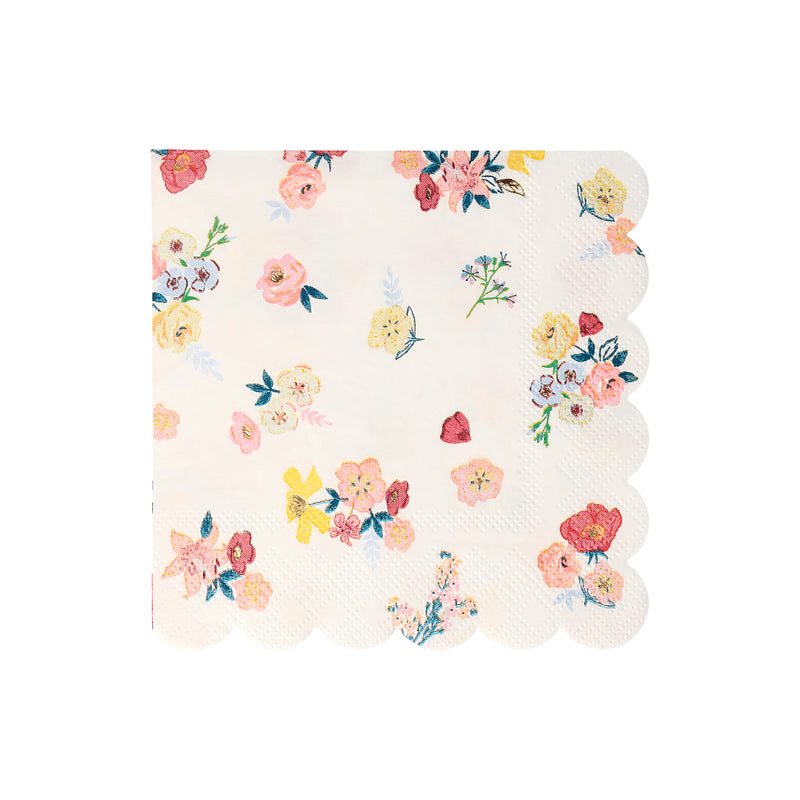 Pink floral napkin with scalloped edge spring theme from Parte Haus party supply store in Bethesda Maryland