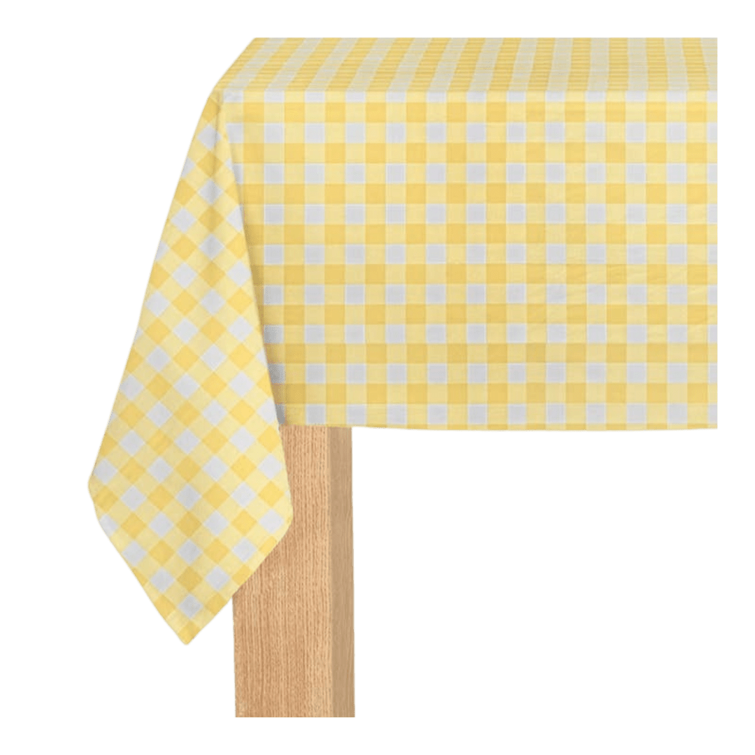 yellow gingham tablecloth with checkered pattern summer picnic decor from Parte Haus party supply store in Bethesda MD