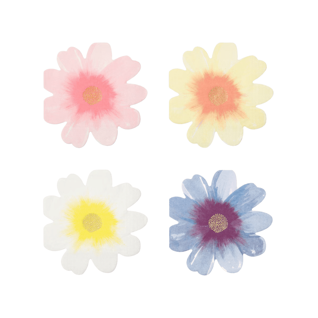 Pastel floral napkin set flower shape for spring event from Parte Haus party supply store in Bethesda Maryland