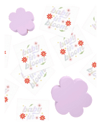 Lavender flower shaped plates and baby in bloom napkins spring baby shower set from Parte Haus party supply store in Bethesda MD.