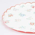 Multicolor floral paper plate with scalloped edge spring theme from Parte Haus party supply store in Bethesda MD.