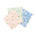 Pastel floral napkins scalloped edges for spring celebration from Parte Haus party supply store in Bethesda Maryland