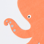 Orange octopus napkin with silver dots undersea birthday theme from Parte Haus party supply store in Bethesda MD