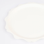 White scalloped plate with elegant shape for any occasion from Parte Haus party supply store in Bethesda Maryland