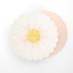 Pastel daisy flower paper plate with yellow center spring theme from Parte Haus party supply store in Bethesda MD