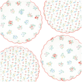 White floral paper plates with scalloped red edges for spring from Parte Haus party supply store in Bethesda MD