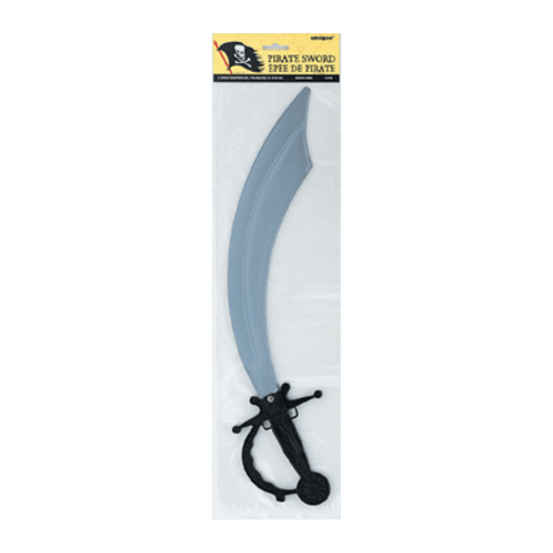 Grey pirate sword toy with black handle for pirate party theme from Parte Haus party supply store in Bethesda MD