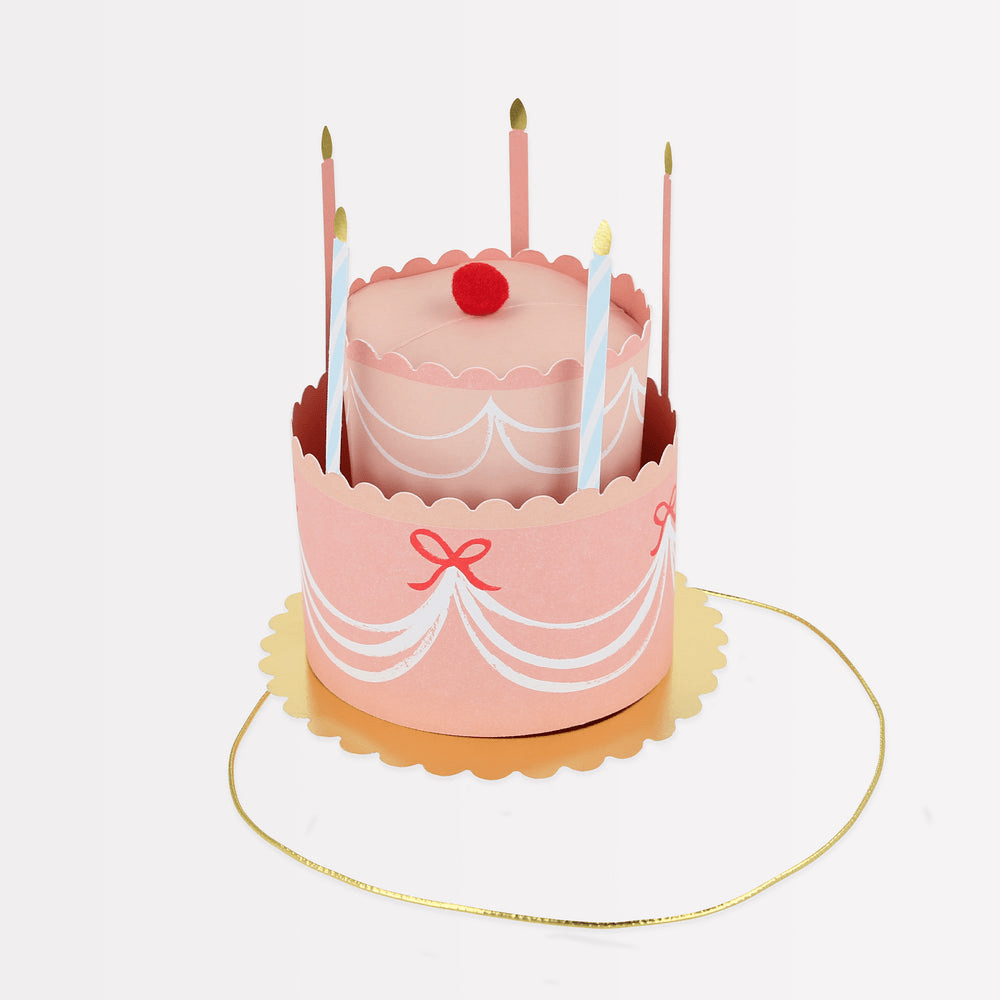 Pink birthday cake shaped garland with candles for birthday theme from Parte Haus party supply store in Bethesda MD