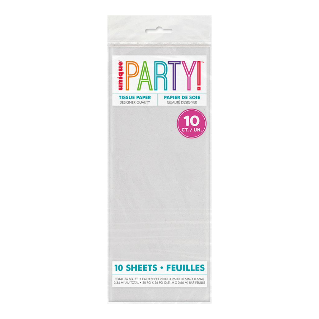 White tissue paper pack with rainbow text classic event look from Parte Haus party supply store in Bethesda Maryland