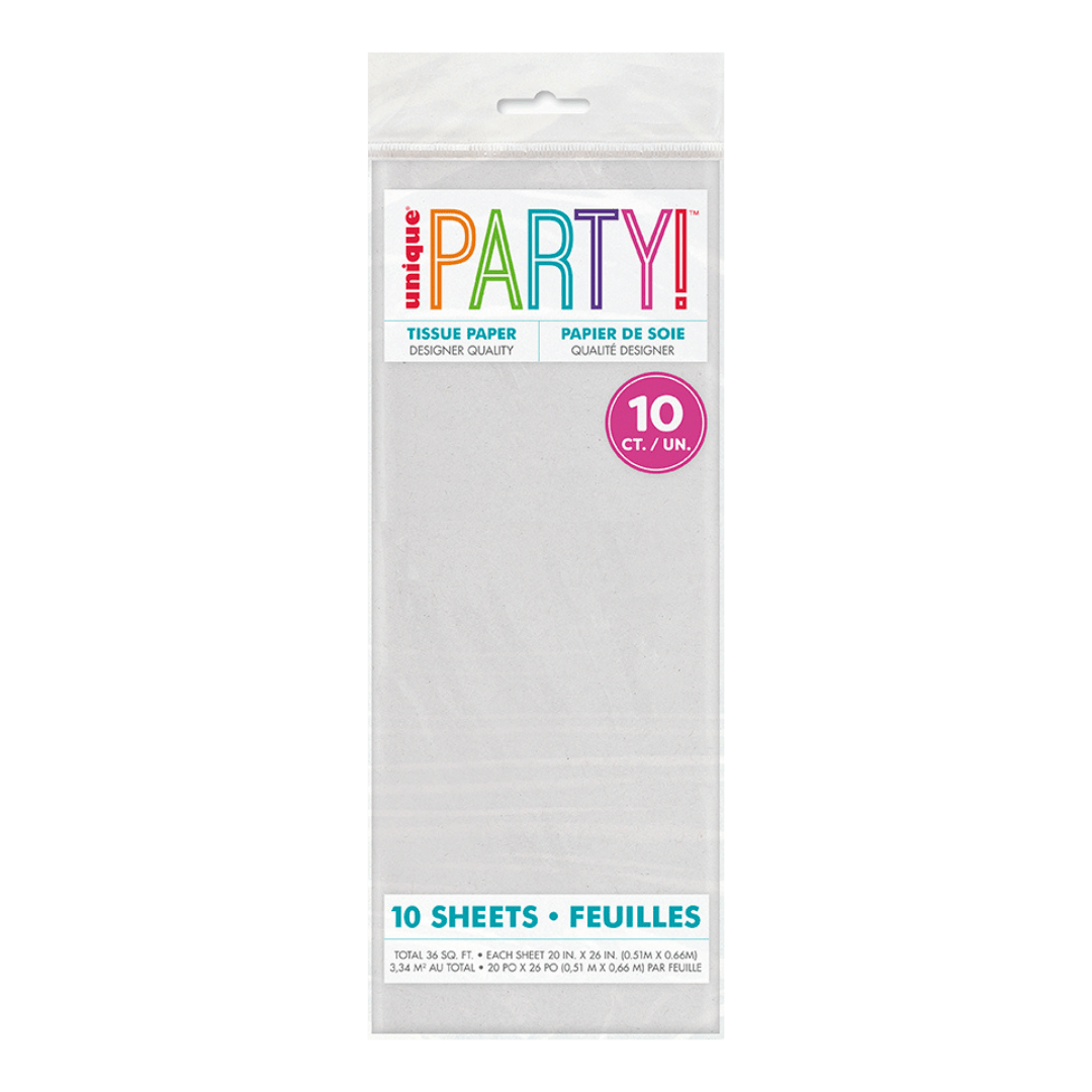 White tissue paper pack with rainbow text classic event look from Parte Haus party supply store in Bethesda Maryland