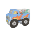 blue monster truck cupcake kit with flame graphics kids birthday theme from Parte Haus party supply store in Bethesda MD