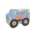 blue monster truck cupcake kit with flame graphics kids birthday theme from Parte Haus party supply store in Bethesda MD