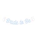 Iridescent script banner bride to be with diamond rings bridal shower theme from Parte Haus party supply store in Bethesda MD
