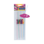 multicolor umbrella straws pack with tropical umbrella toppers luau theme from Parte Haus party supply store in Bethesda MD