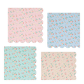 Pastel floral napkins with scalloped edges birthday theme from Parte Haus party supply store in Bethesda MD.