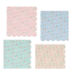 Pastel floral napkins with scalloped edges birthday theme from Parte Haus party supply store in Bethesda MD.