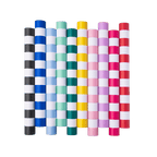 Multicolor striped paper straws arranged in a row birthday theme from Parte Haus party supply store in Bethesda MD.