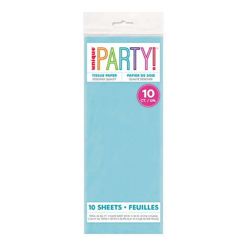 Light blue tissue paper pack for celebrations from Parte Haus party supply store in Bethesda Maryland