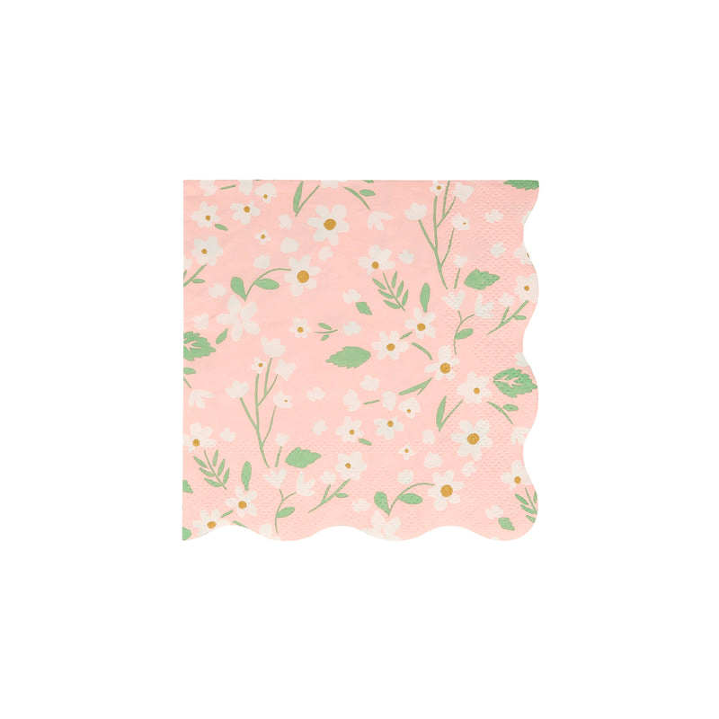 Pink floral napkin with scalloped edge spring theme from Parte Haus party supply store in Bethesda Maryland
