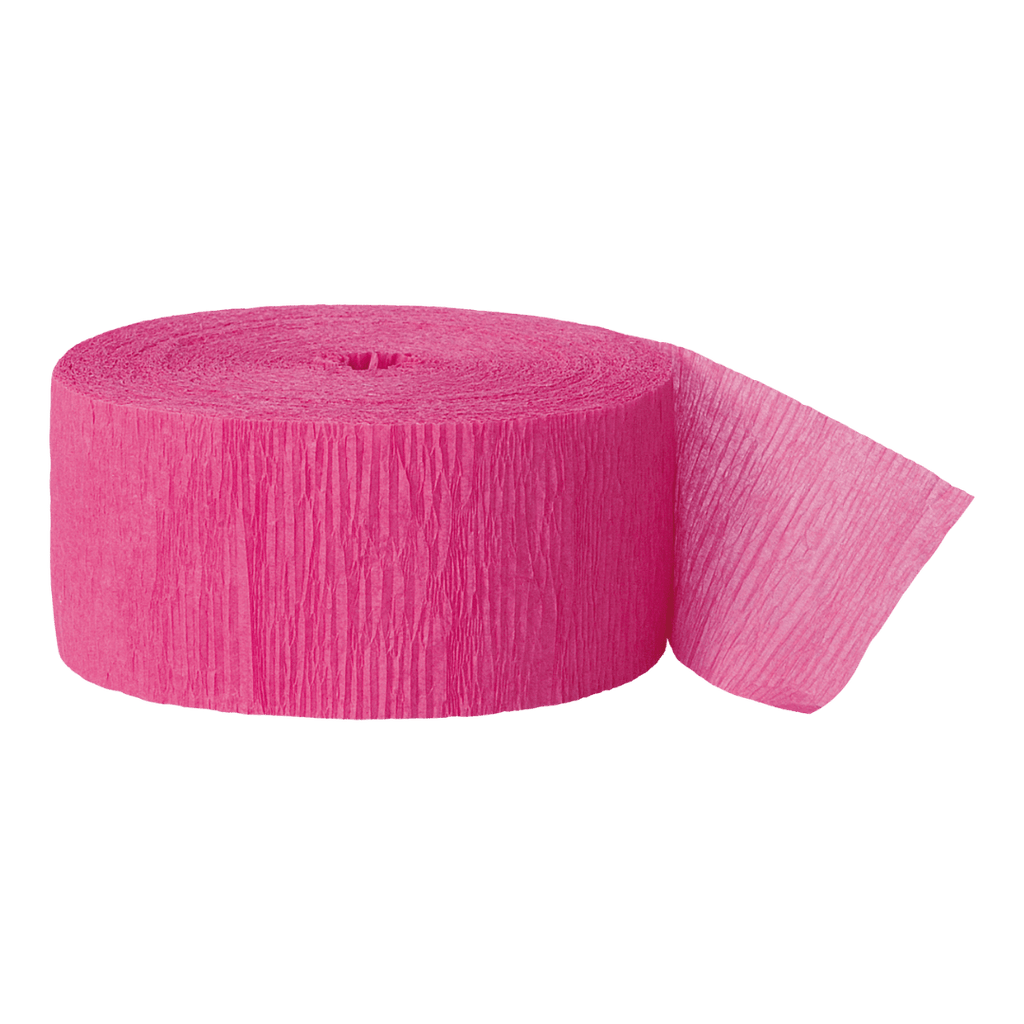 Pink crepe paper streamer roll for birthday decoration from Parte Haus party supply store in Bethesda Maryland