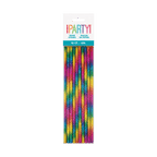 Rainbow paper straws pack with colorful stripes birthday theme from Parte Haus party supply store in Bethesda MD