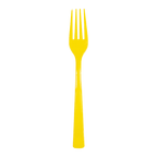 Yellow plastic fork single utensil for birthday or picnic from Parte Haus party supply store in Bethesda MD.