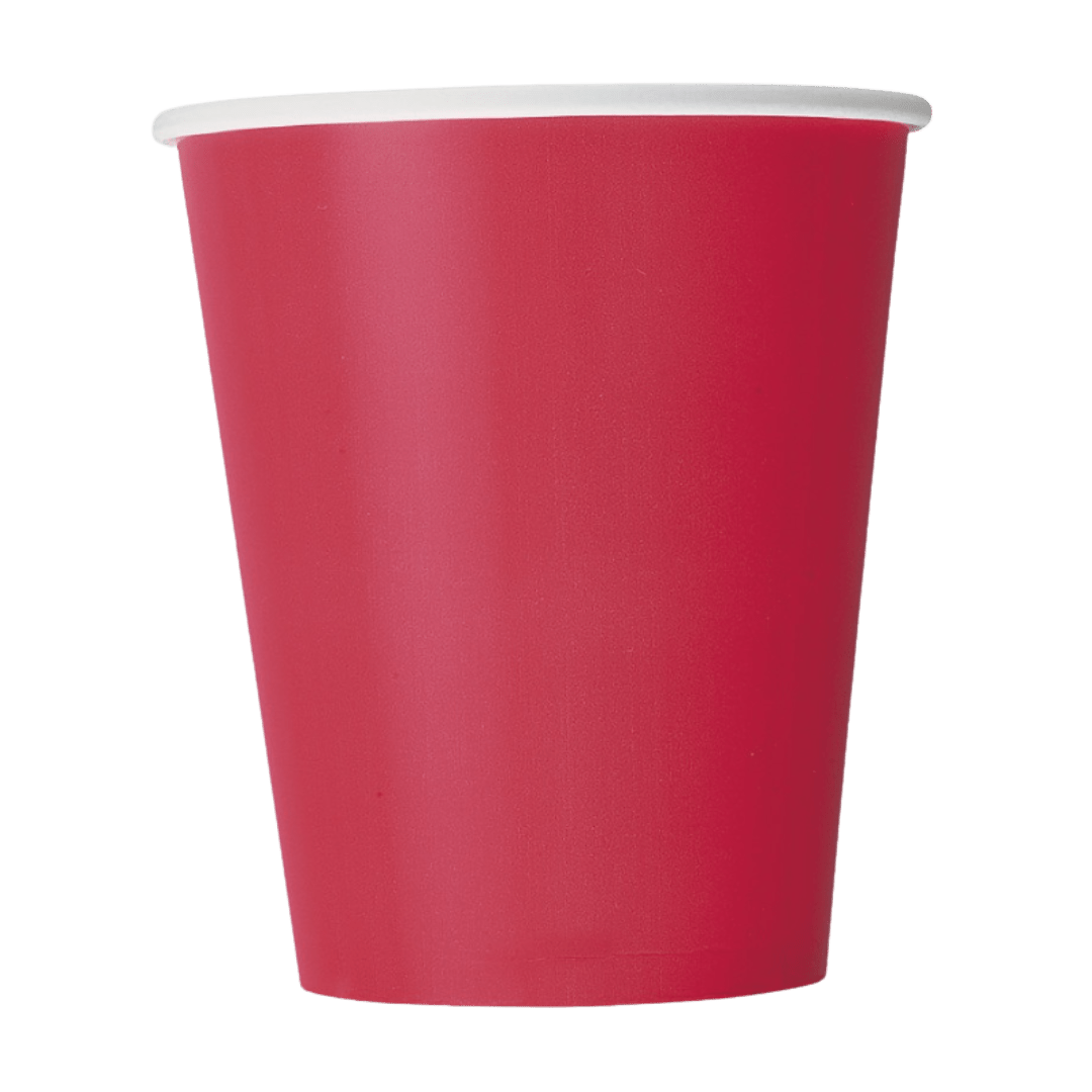 Red paper cup plain classic style celebration theme from Parte Haus party supply store in Bethesda Maryland