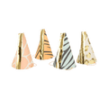 Animal print party hats with gold foil details for safari birthday from Parte Haus party supply store in Bethesda MD