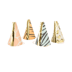Animal print party hats with gold foil details for safari birthday from Parte Haus party supply store in Bethesda MD