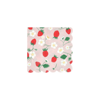 Pink strawberry floral napkin with scalloped edge Spring from Parte Haus party supply store in Bethesda MD.