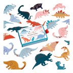 Colorful dinosaur shaped stickers kids birthday theme from Parte Haus party supply store in Bethesda Maryland