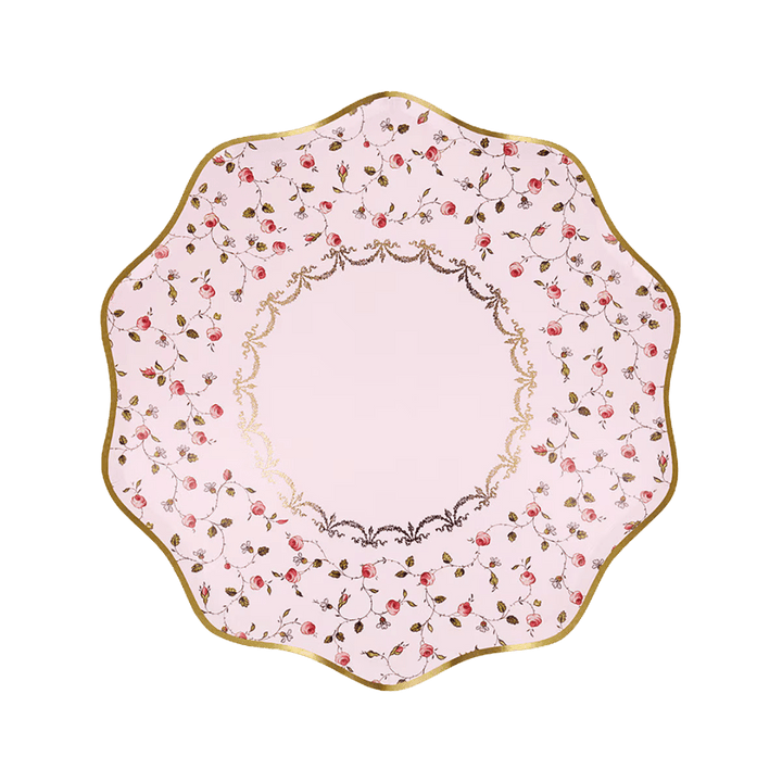 Pink Floral Marie-Antoinette Wavy Appetizer Plates