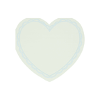 Light blue heart shaped paper plate with scalloped edge for celebration from Parte Haus party supply store in Bethesda MD