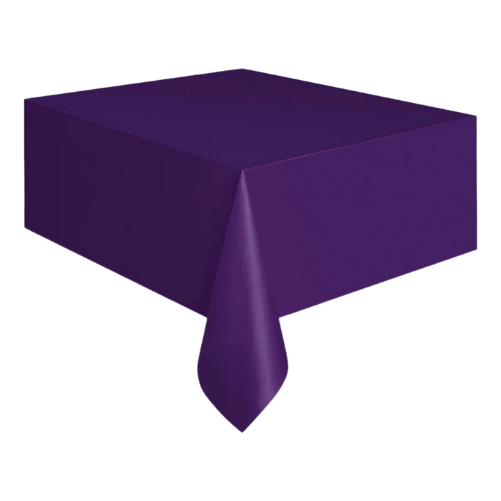 Purple table cover rectangular plain for birthday from Parte Haus party supply store in Bethesda Maryland