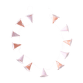 Pink and peach cone hat garland pastel birthday decoration from Parte Haus party supply store in Bethesda Maryland