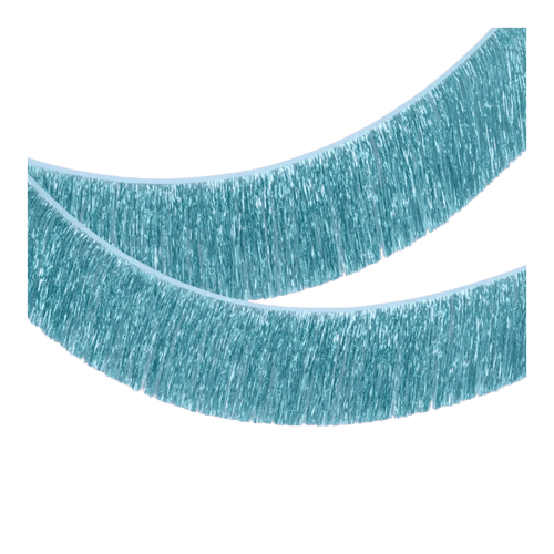 Blue fringe garland metallic hanging decor birthday from Parte Haus party supply store in Bethesda Maryland