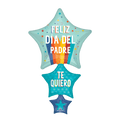 Teal star shaped balloon Feliz Día del Padre design for Father's Day from Parte Haus party supply store in Bethesda MD