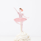 Pink ballerina cake topper on white cupcake birthday decor from Parte Haus party supply store in Bethesda MD