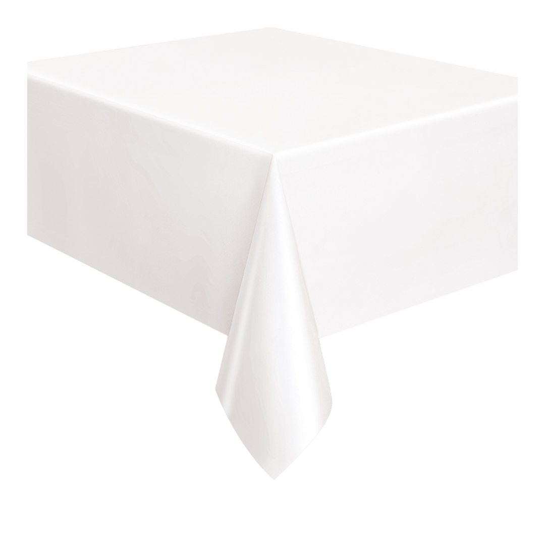 White table cover with smooth drape for any occasion from Parte Haus party supply store in Bethesda MD.