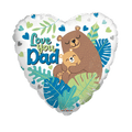 White blue heart balloon with cartoon bears Love You Dad design for Father’s Day from Parte Haus party supply store in Bethesda MD.