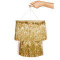 Gold fringe pinata shiny two layer celebration decor from Parte Haus party supply store in Bethesda MD