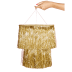 Gold fringe pinata shiny two layer celebration decor from Parte Haus party supply store in Bethesda MD